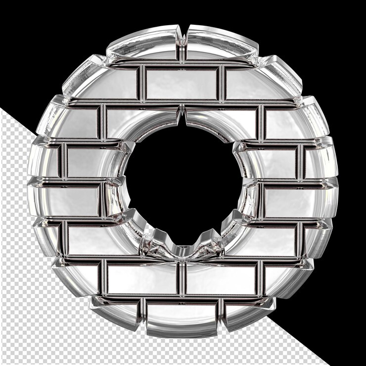 PSD 3d symbol made of silver bricks letter o