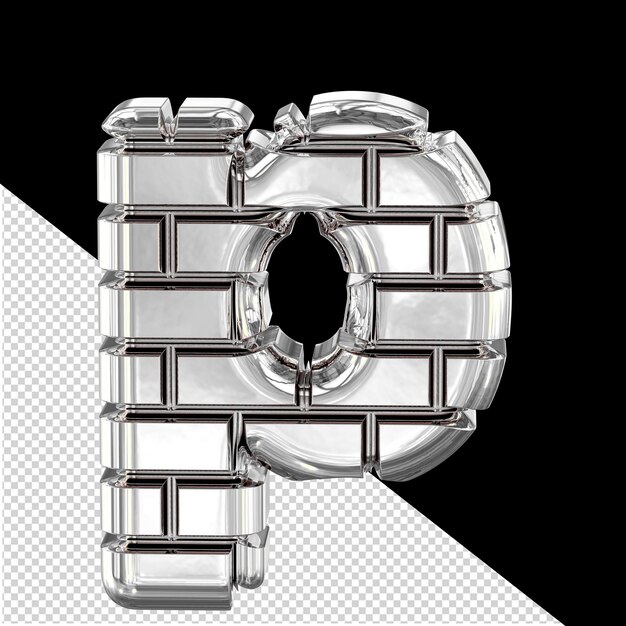 PSD 3d symbol made of silver bricks letter p