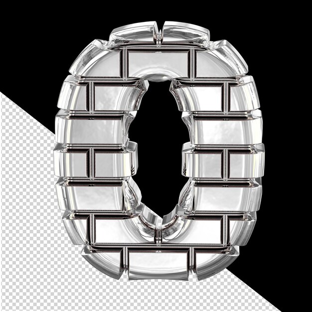 PSD 3d symbol made of silver bricks number 0