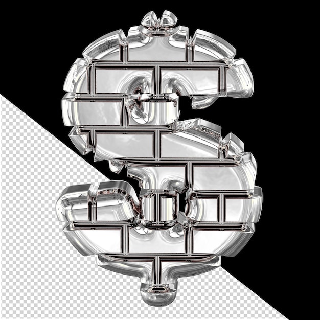 PSD 3d symbol made of silver bricks