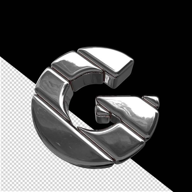 PSD 3d символ из серебряных диагональных блоков буква g