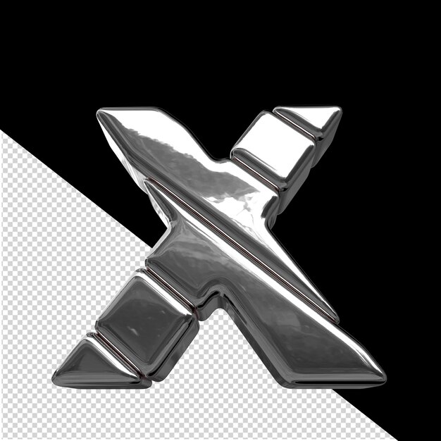 PSD 3d symbol made of silver diagonal blocks letter x