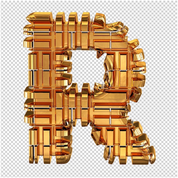 PSD 3d symbol made of transformed gold letter r