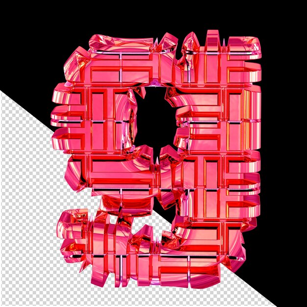 3d symbol made of transformed pink letter g