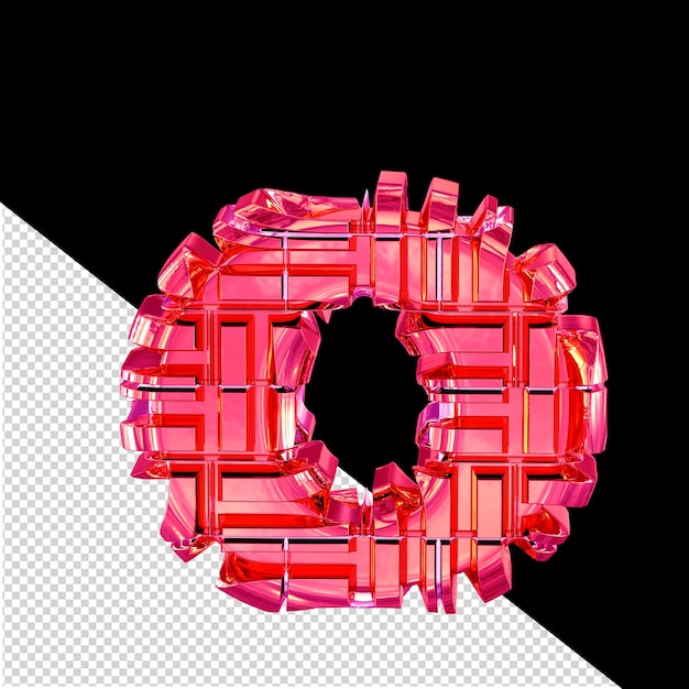 Simbolo 3d fatto di lettera rosa trasformata o
