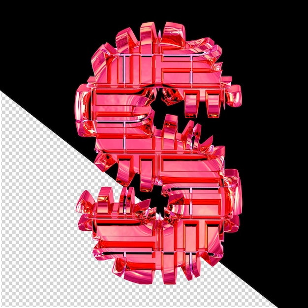 PSD 3d symbol made of transformed pink letter s