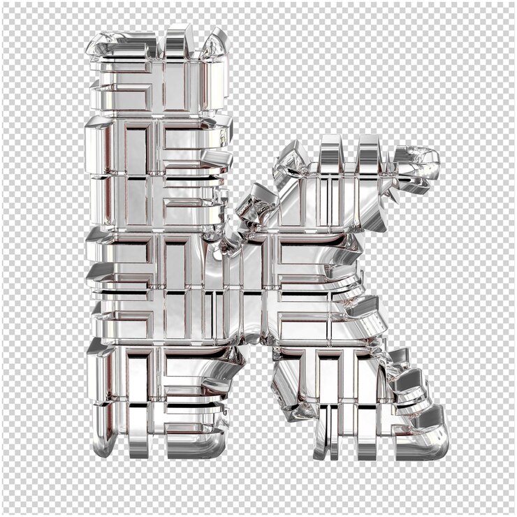PSD 3d symbol made of transformed silver letter k