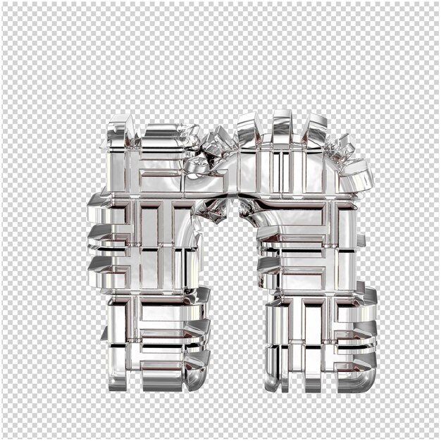 PSD 3d symbol made of transformed silver letter n