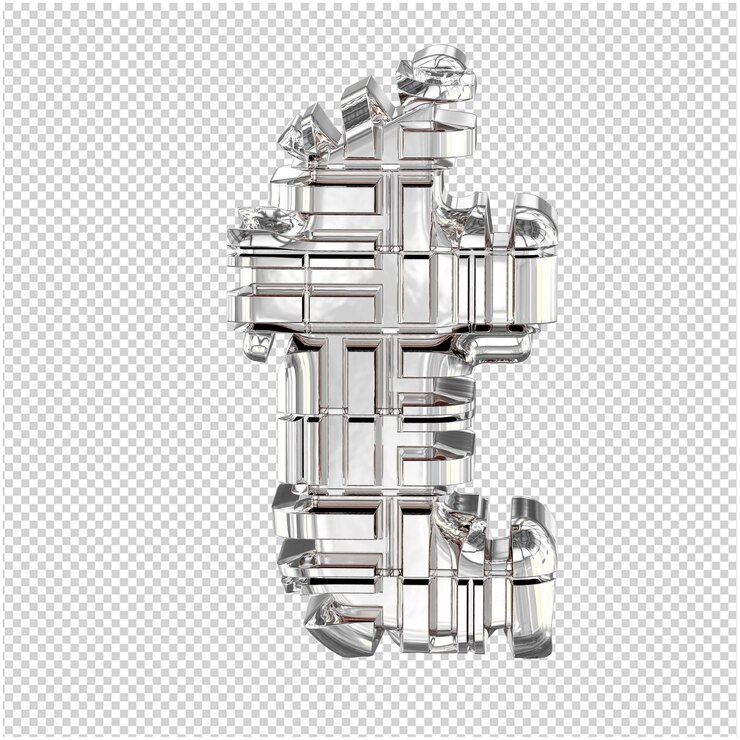 PSD 3d symbol made of transformed silver letter t