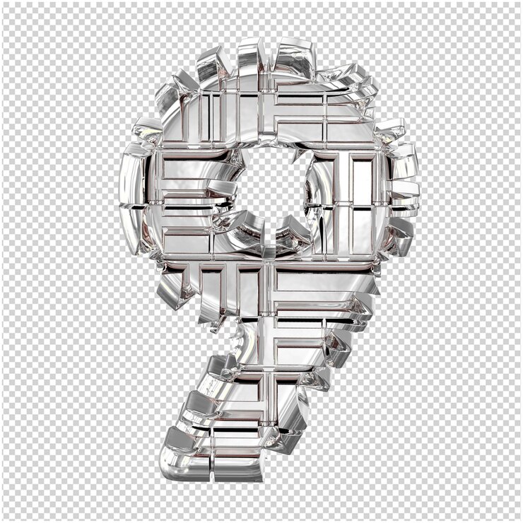 PSD 3d symbol made of transformed silver number 9