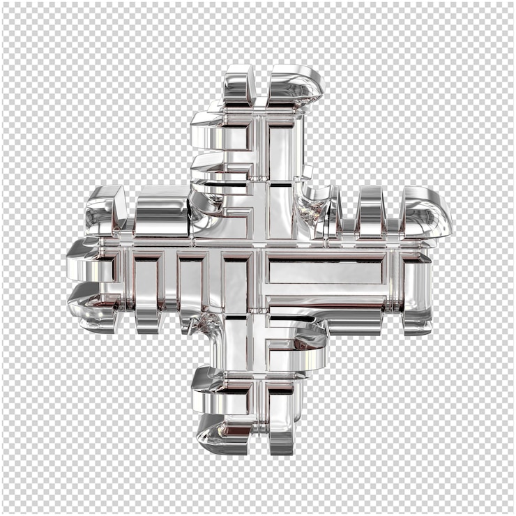 PSD 3d symbol made of transformed silver