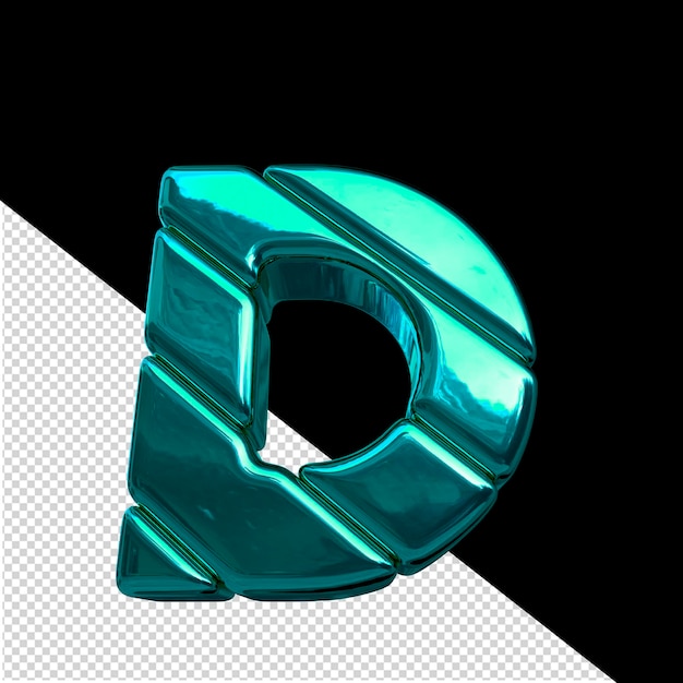 3d symbol made of turquoise diagonal blocks letter d