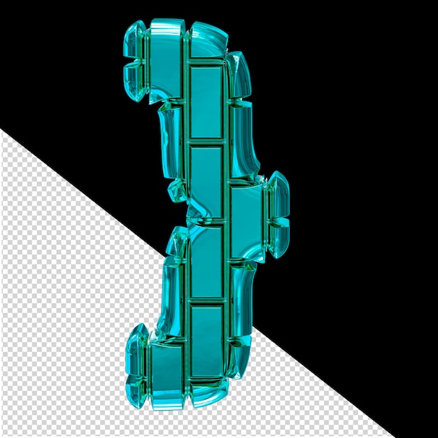 PSD 3d symbol made of turquoise vertical bricks