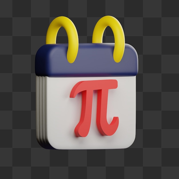 PSD 3d symbol matematyczny pi na ilustracji kalendarza