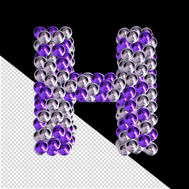 3d символ фиолетовых и серебряных сфер буква h