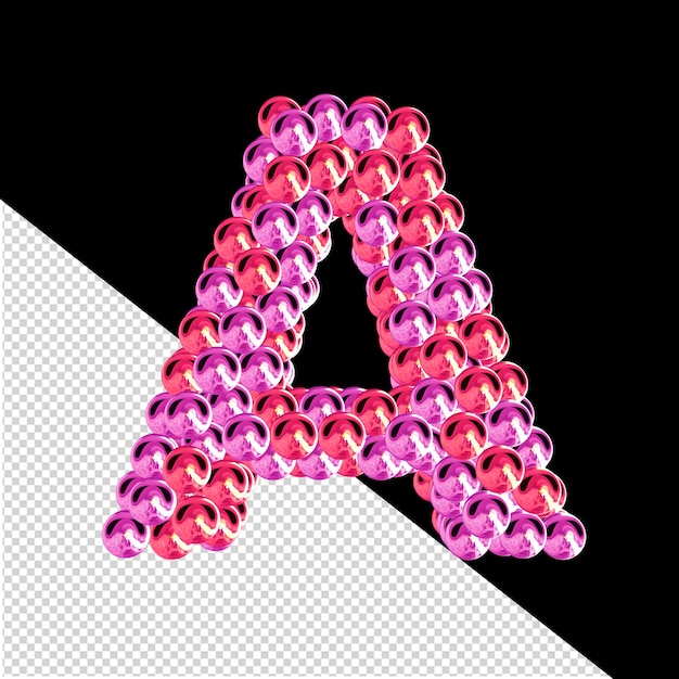 PSD 3d symbol of pink and purple spheres letter a