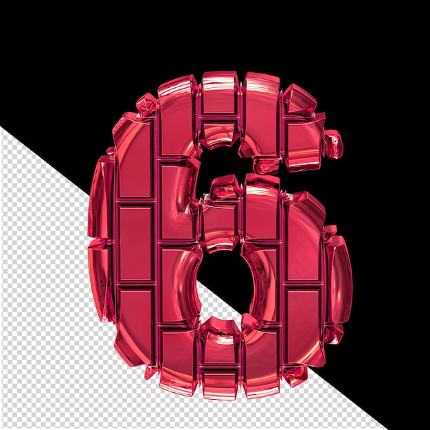 3d Symbol Wykonany Z Czerwonych Pionowych Cegieł Numer 6