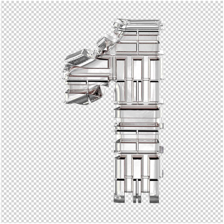 PSD 3d symbol wykonany z przekształconego srebra numer 1