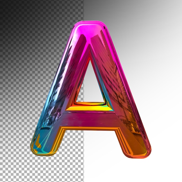 3d symbols A alphabet color effect gradient premium psd Premium Psd