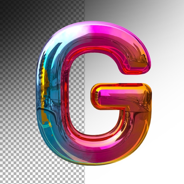 3d символы G алфавит цветовой эффект градиент премиум psd