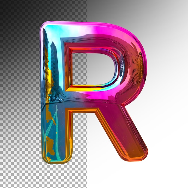 PSD simboli 3d r alfabeto colore effetto gradiente psd premium