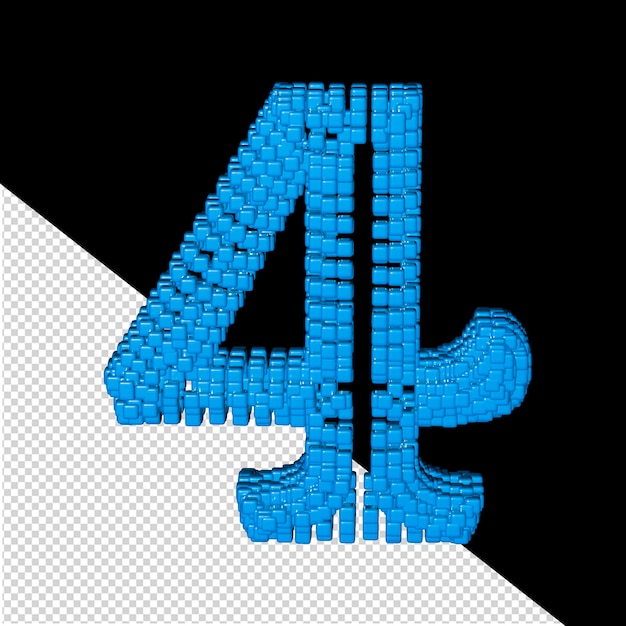 PSD 3d-symbool gemaakt van blauwe blokjes nummer 4