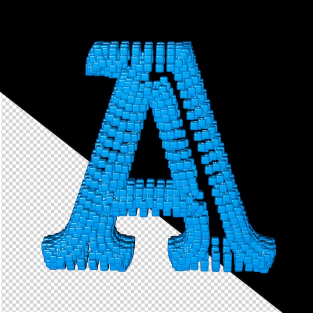 PSD 3d-symbool gemaakt van blauwe kubussen letter a