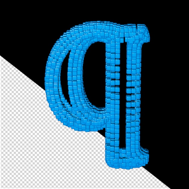 PSD 3d-symbool gemaakt van blauwe kubussen letter q