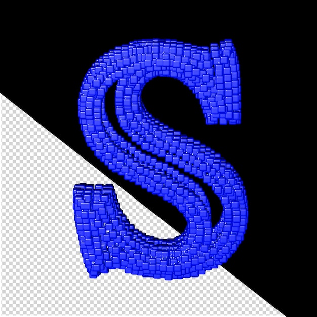 PSD 3d-symbool gemaakt van blauwe kubussen letter s