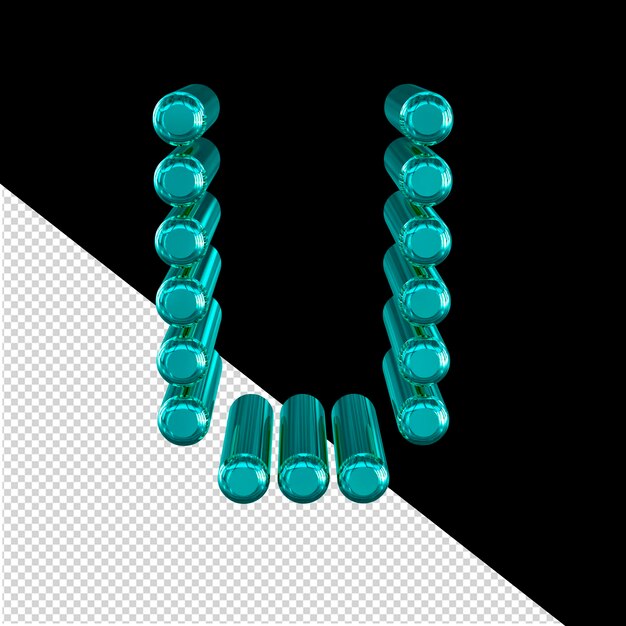 PSD 3d-symbool gemaakt van cilinders letter u