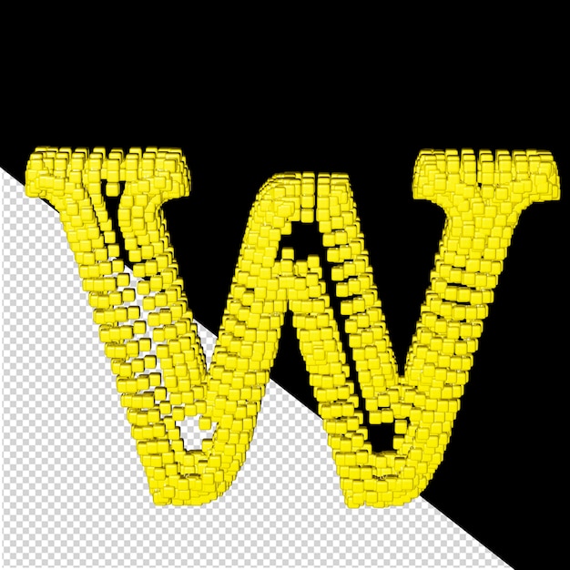 PSD 3d-symbool gemaakt van gele kubussen letter w