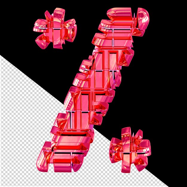 PSD 3d-symbool gemaakt van getransformeerd roze