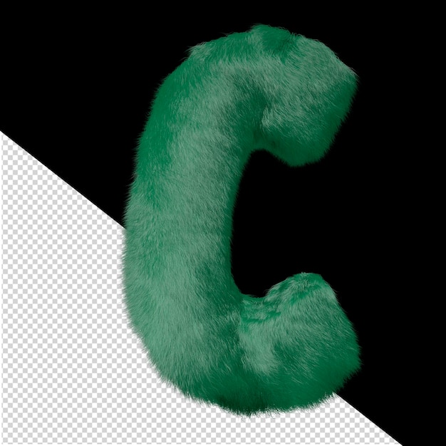 3d-symbool gemaakt van groen gras letter c
