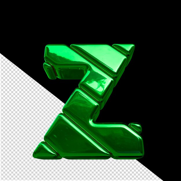 PSD 3d-symbool gemaakt van groene diagonale blokken letter z