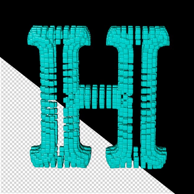 PSD 3d-symbool gemaakt van mentholblokjes letter h