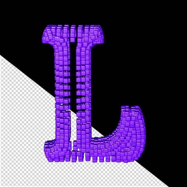 PSD 3d-symbool gemaakt van paarse kubussen letter l
