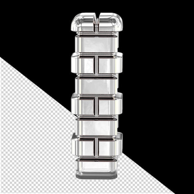 3D-symbool gemaakt van zilveren bakstenen nummer 1