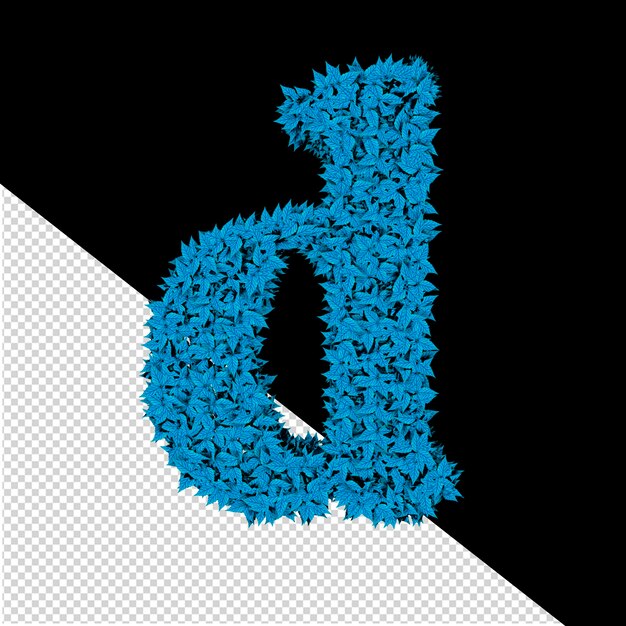 PSD 3d-symbool van blauwe bladeren letter d