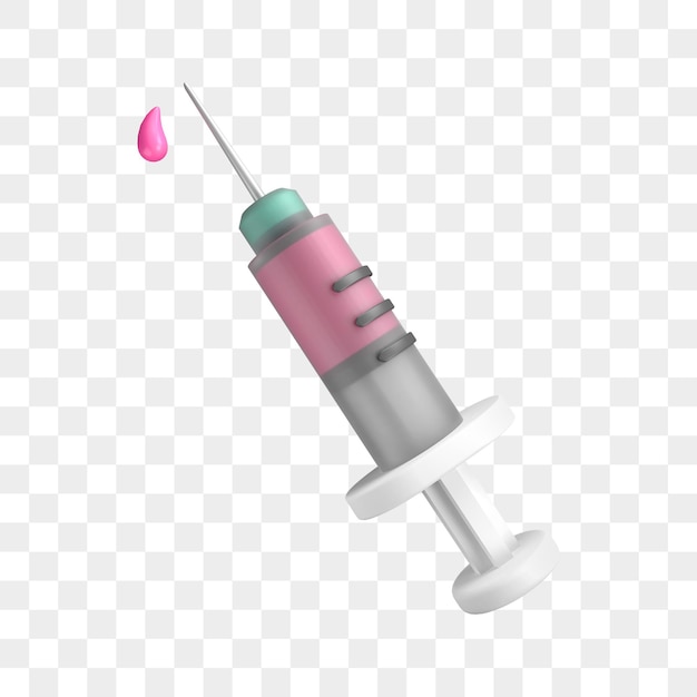 3d syringe medical for vaccine psd transparent background premium psd