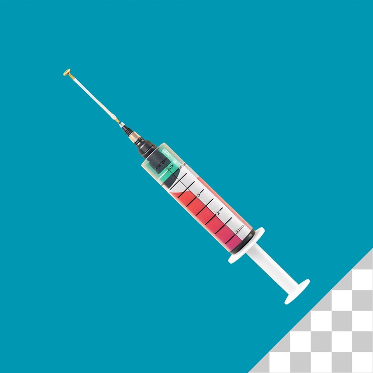PSD 3d syringe on transparent background