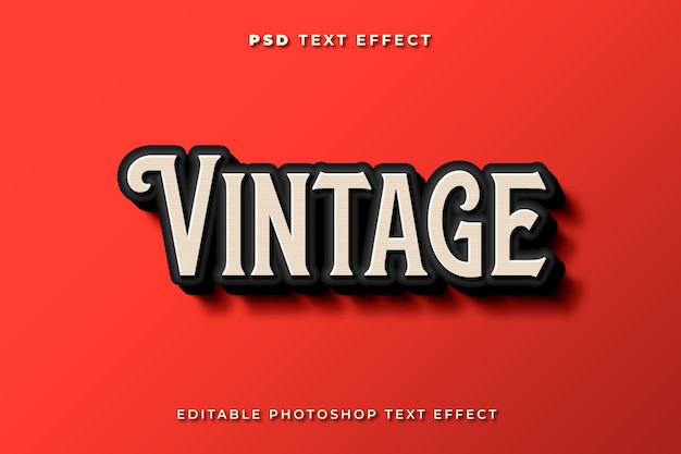 3d szablon efektu tekstu w stylu vintage z czerwonym tłem