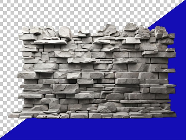 PSD 3d szara kamienna ściana na przezroczystym tle