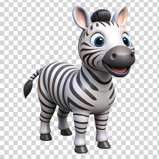 PSD 3d szczęśliwa zebra izolowana na przezroczystym tle