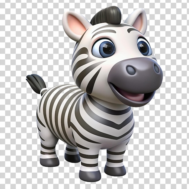 3d Szczęśliwa Zebra Izolowana Na Przezroczystym Tle
