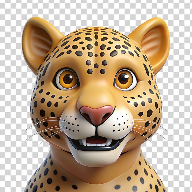 PSD 3d szczęśliwy jaguar izolowany na przezroczystym tle