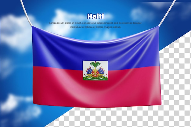 PSD 3d sztandar flaga haiti lub 3d haiti machający sztandar flagą