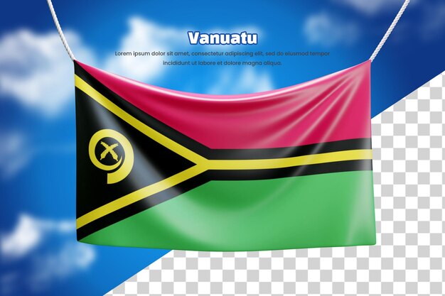 PSD 3d sztandar flaga vanuatu lub 3d vanuatu machający sztandar flagą