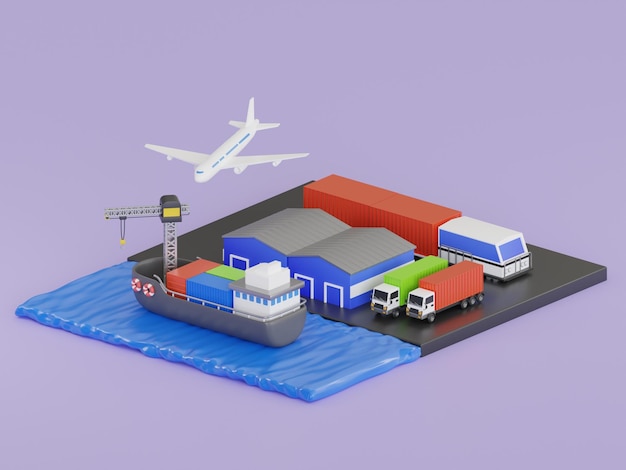 3d szybkie międzynarodowe dostawy różne rodzaje transportu Transport i logistyka