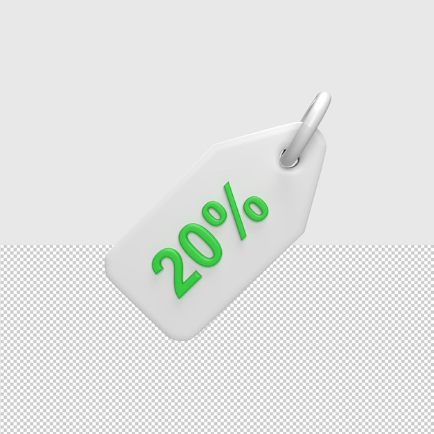 3d tag discount 20 rendered object illustration