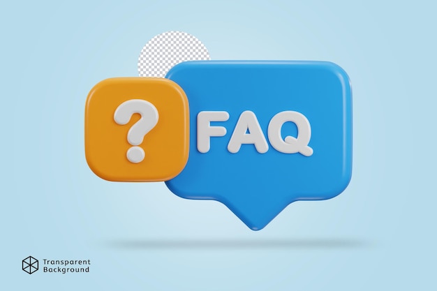 3D taleboble med FAQ-ikon vektorillustration